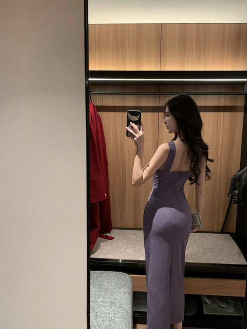Crossbody Sleeveless Figure-Flattering Dress